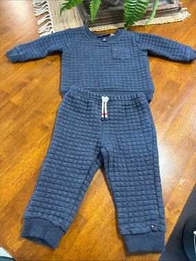 Tommy Hilfiger Quilted Toddler Pajama Set in Charcoal Blue